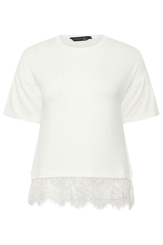 M&Co Petite Ivory White Lace Hem T Shirt | M&Co 5