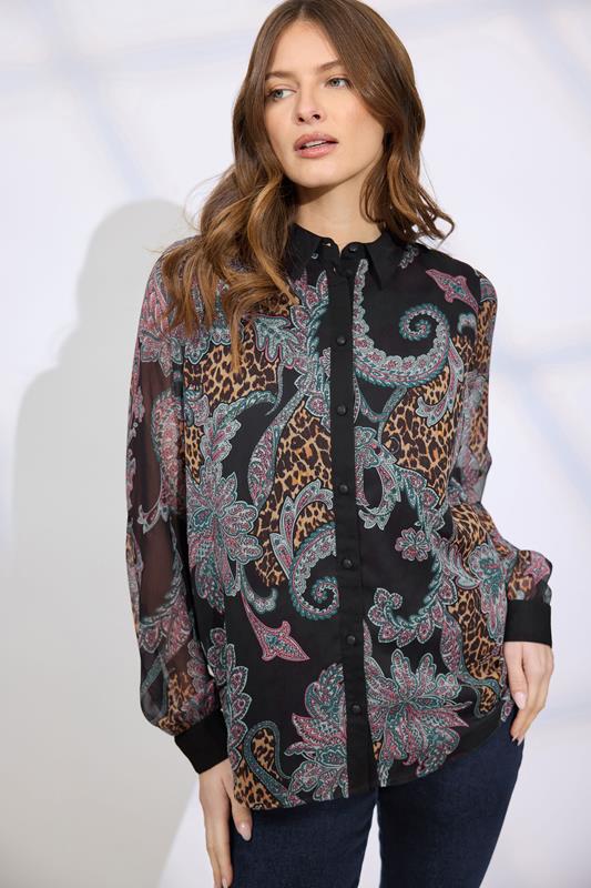 Plus Size  STAR Black Paisley Print Shirt