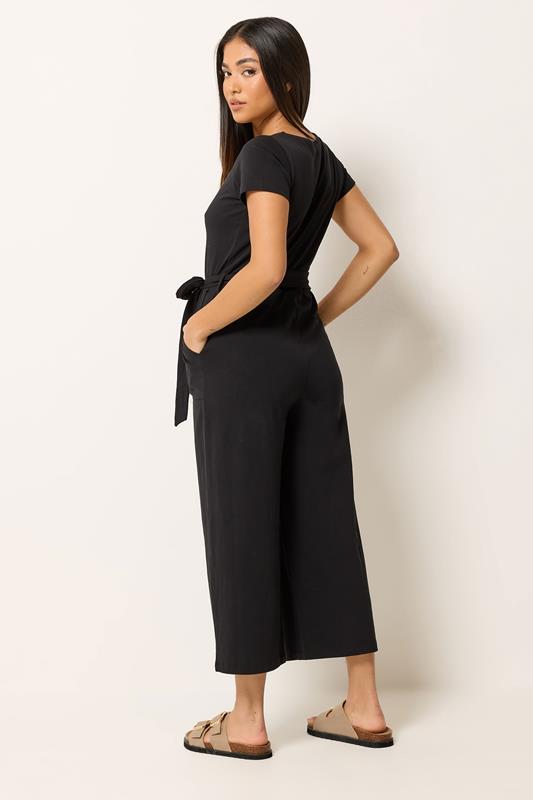 M&Co Petite Black Tie Waist Jumpsuit | M&Co 2