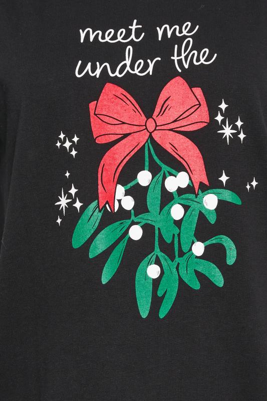 PixieGirl Black Mistletoe Print Christmas Pyjama Set | PixieGirl  5