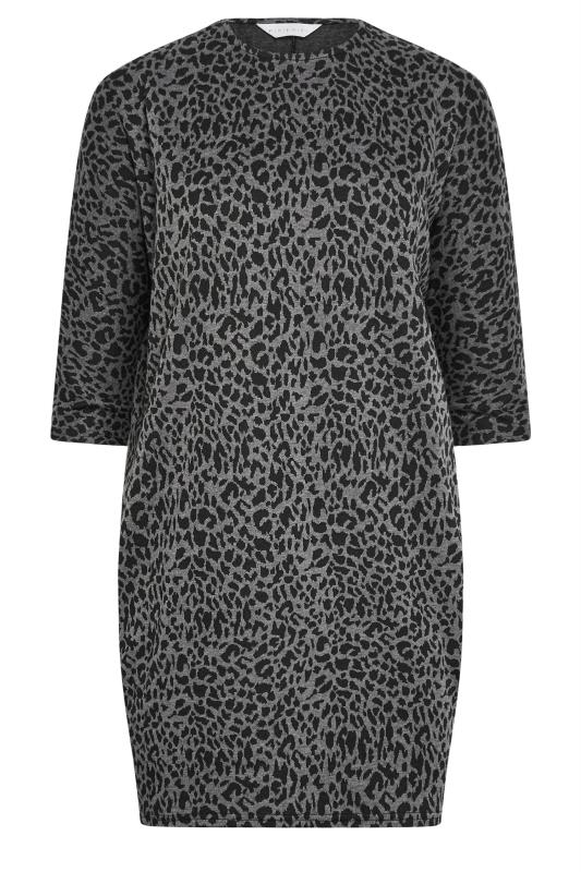 Petite Grey & Black Leopard Print Tunic Dress | PixieGirl  6