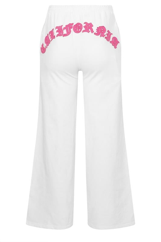 PixieGirl Petite Women's White 'California' Slogan Wide Leg Joggers | PixieGirl 7
