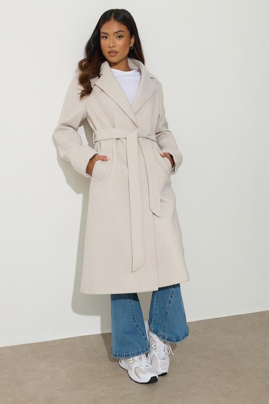 Petite  PixieGirl Petite Natural Brown Wrap Belt Coat