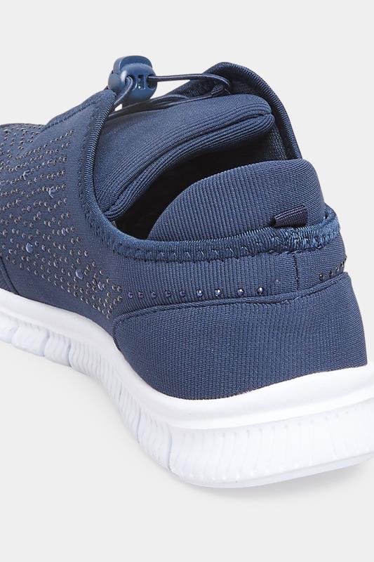 Navy Blue Embellished Trainers In Wide E Fit & Extra Wide EEE Fit | Yours Clothing 4