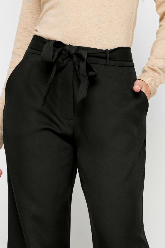 PixieGirl Black Tie Waist Wide Leg Trousers | PixieGirl 4