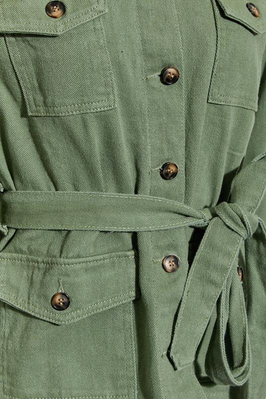 Petite Khaki Green Belted Utilty Jacket | PixieGirl 6
