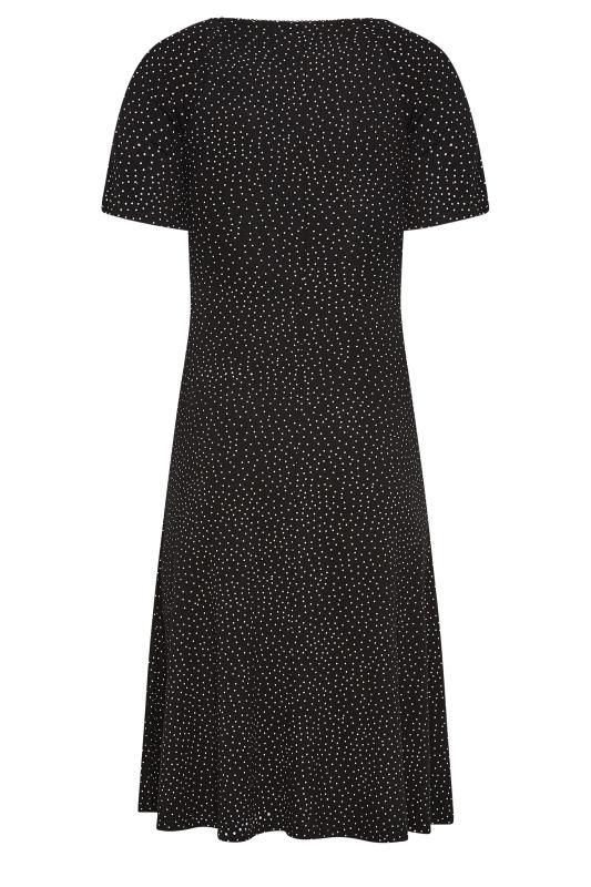 Petite Black Spot Print Lace Trim Midi Dress | PixieGirl 7