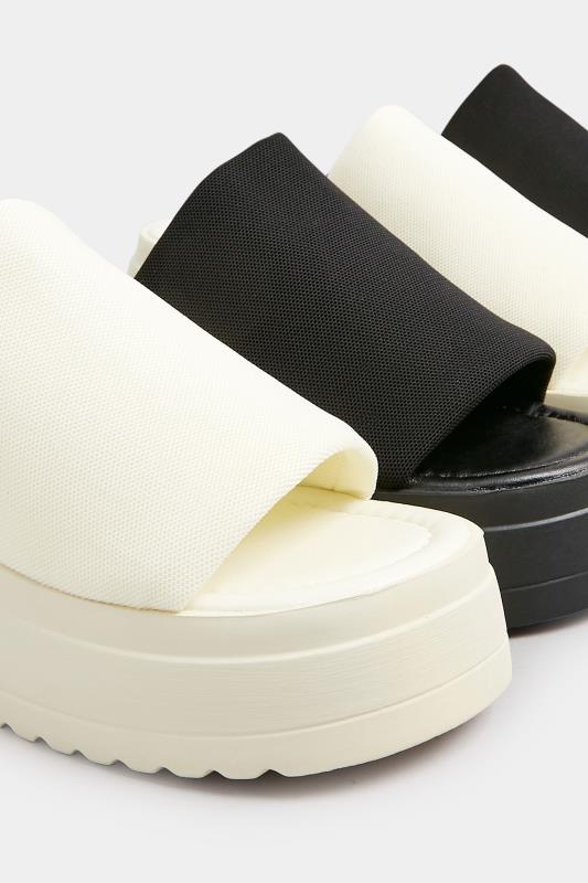 PixieGirl White Wedge Platform Mule Sandals In Standard Fit | PixieGirl 6