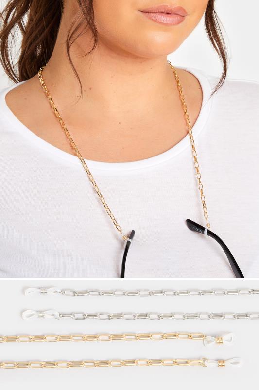 2 PACK Silver & Gold Sunglasses Chain Set | Yours Clothing 1