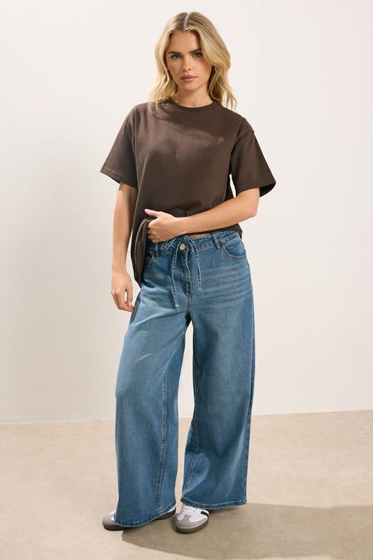 PixieGirl Petite Women's 2 PACK Chocolate Brown & Navy Blue Oversized T-Shirts | PixieGirl 3