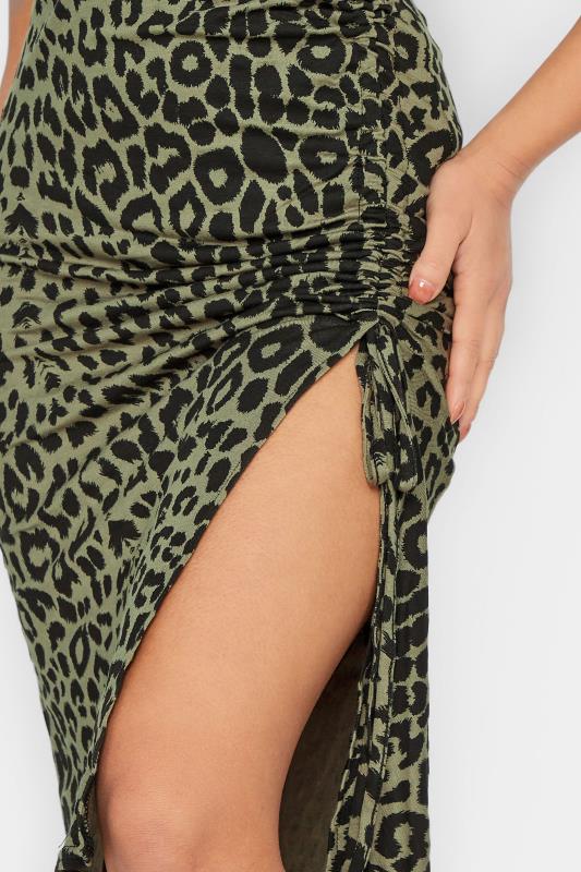 PixieGirl Sage Green Leopard Print Ruched Skirt | PixieGirl 3