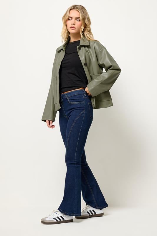 Petite  PixieGirl Petite Indigo Blue Seam Front Flared Jeans