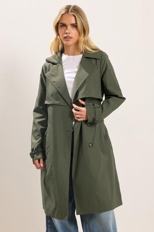 Petite  PixieGirl Petite Khaki Green Trench Coat