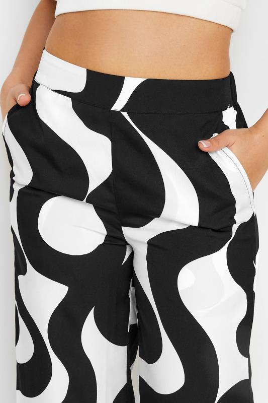 PixieGirl Petite Women's Black & White Swirl Print Wide Leg Trousers | PixieGirl 4