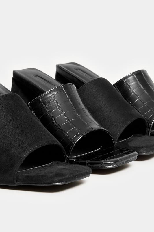 LIMITED COLLECTION Black Triangular Heeled Mules In Wide E Fit & Extra Wide EEE Fit | Yours Clothing 7