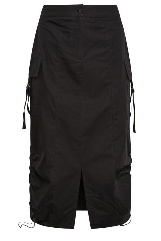 PixieGirl Black Cargo Ruched Midi Skirt | PixieGirl  5