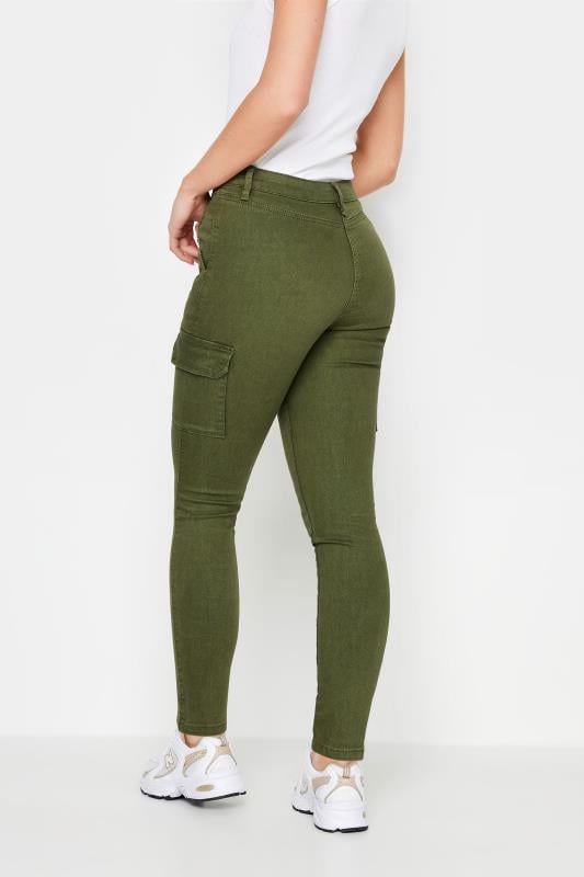 Petite Khaki Green Cargo Skinny Jeans | PixieGirl 3