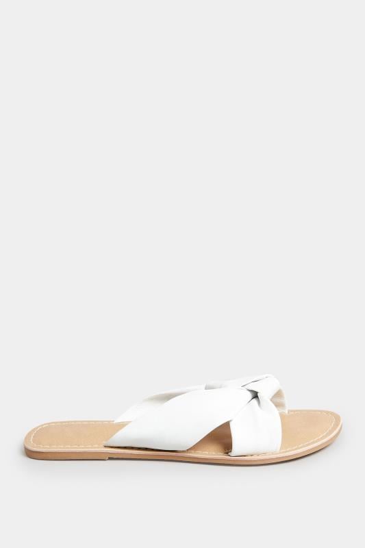 PixieGirl White Leather Knot Sandals In Standard Fit | PixieGirl 3