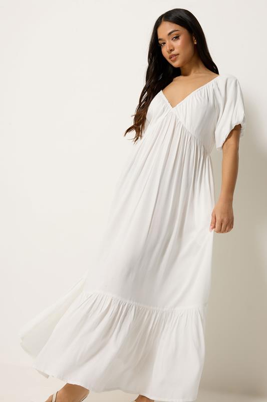 petite maxi dress white White PrettyLittleThing Lace Overlay Strappy Flowy Maxi Dress