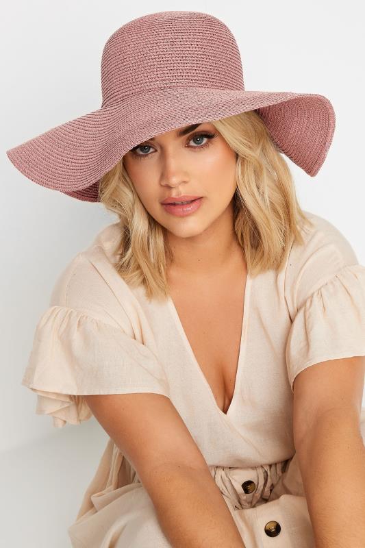 Plus Size  Yours Pink Wide Brim Straw Hat