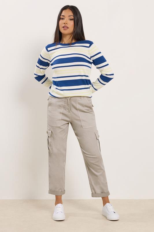 M&Co Petite Natural Brown Straight Leg Cargo Trousers | M&Co 1