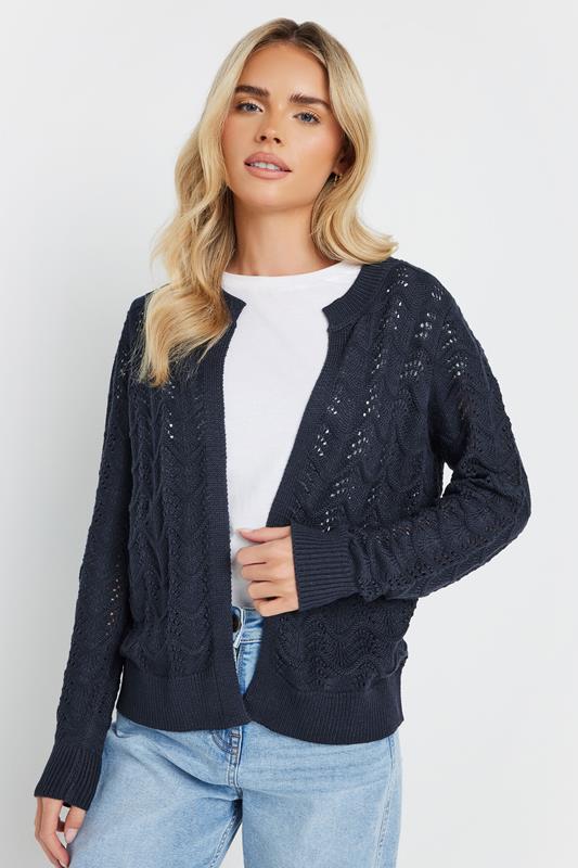  M&Co Petite Navy Blue Pointelle Knitted Cardigan