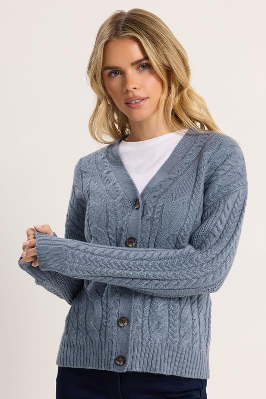  M&Co Petite Blue Cable Knit Cardigan