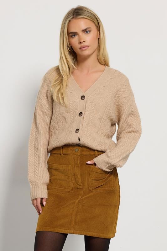 M&Co Petite Ochre Brown Cord A-Line Skirt