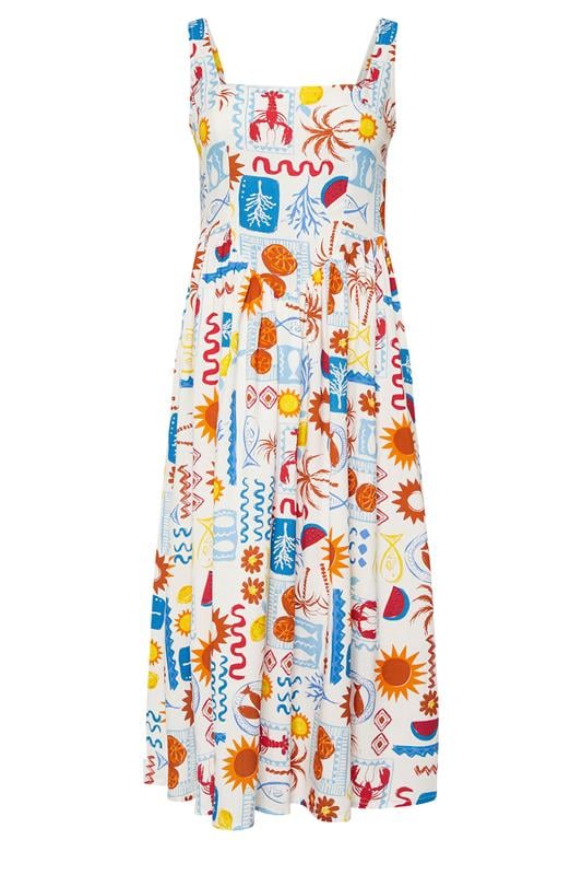 Petite  PixieGirl White Postcard Graphic Corset Midaxi Dress