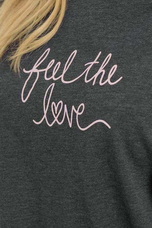PixieGirl Petite Women's Grey 'Feel The Love' Heart Slogan Pyjama Set 4