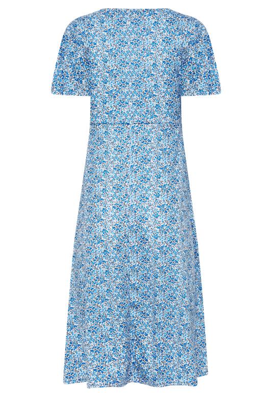 PixieGirl Petite Womens Light Blue Ditsy Floral Print Midi Dress | PixieGirl 7