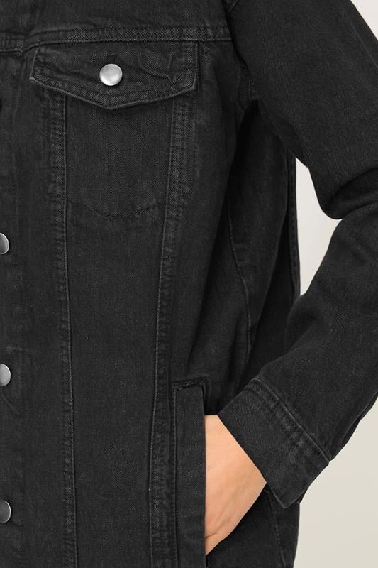 PixieGirl Petite Women's Black Washed Oversized Denim Jacket | PixieGirl 4