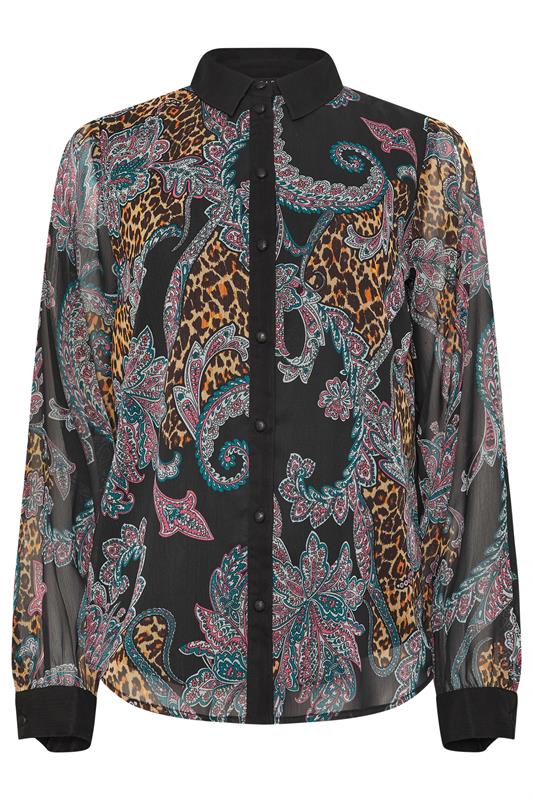 Plus Size  STAR Black Paisley Print Shirt