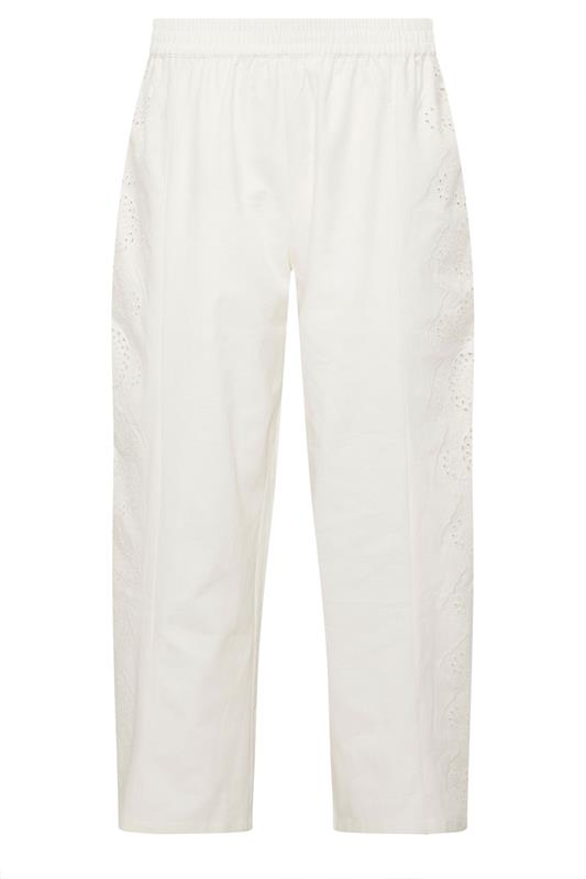 PixieGirl Petite Women's White Embroidered Cotton Wide Leg Trousers | PixieGirl 6