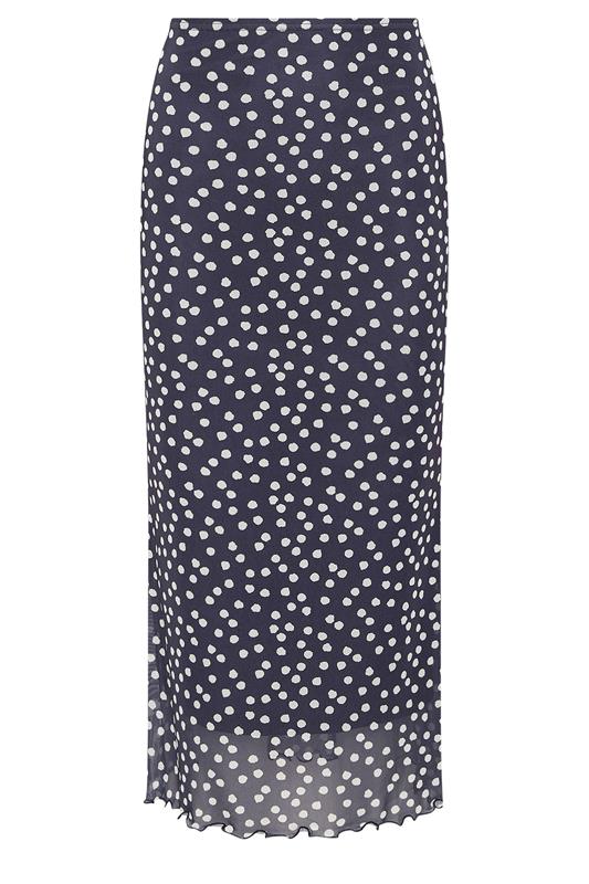 M&Co Petite Navy Blue Polka Dot Mesh Maxi Skirt | M&Co 5