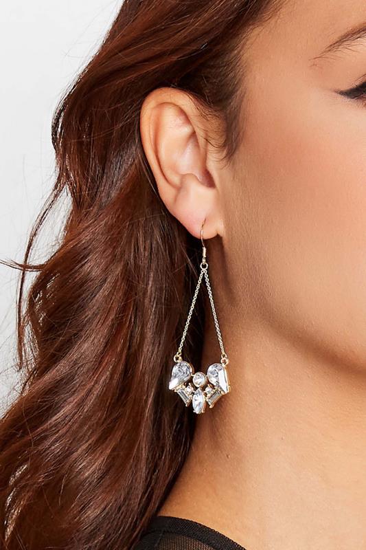 Tall  Yours Gold Diamante Drop Earrings