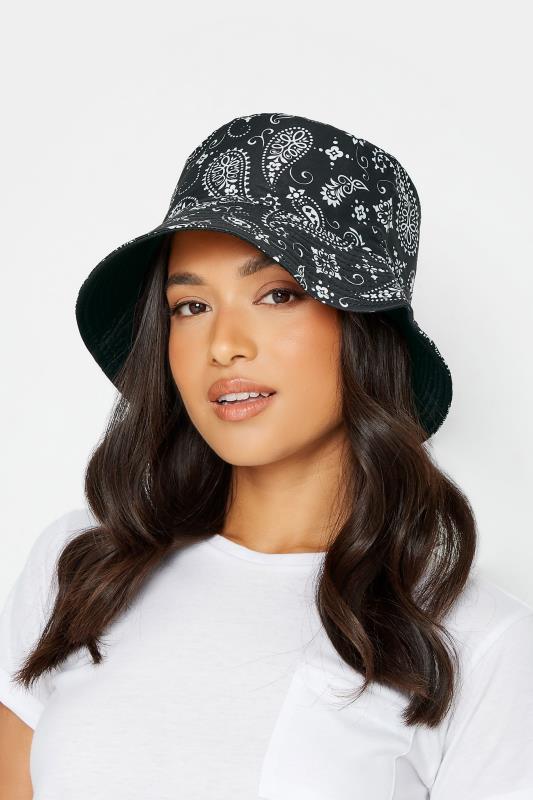 Black Paisley Print Bucket Hat | Yours Clothing  1