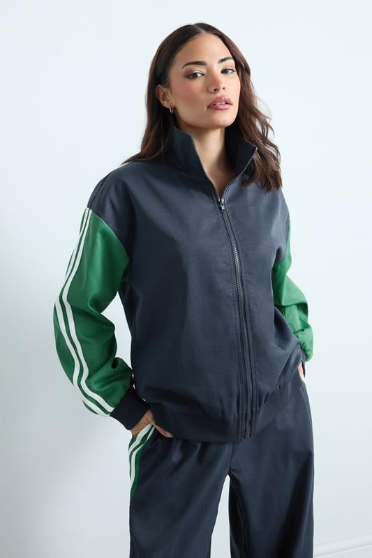 Petite  PixieGirl Petite Navy Blue & Green Side Stripe Jacket