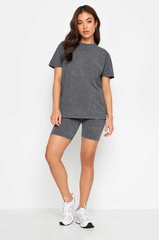 PixieGirl Petite Women's Grey Acid Wash T-Shirt & Shorts Set | PixieGirl 2