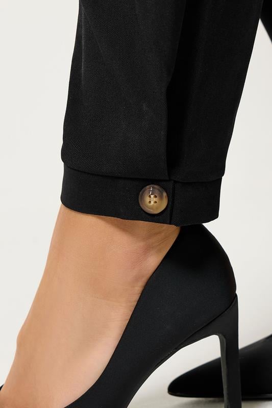 PixieGirl Petite Women's Black Tailored Barrel Button Trousers | PixieGirl 4