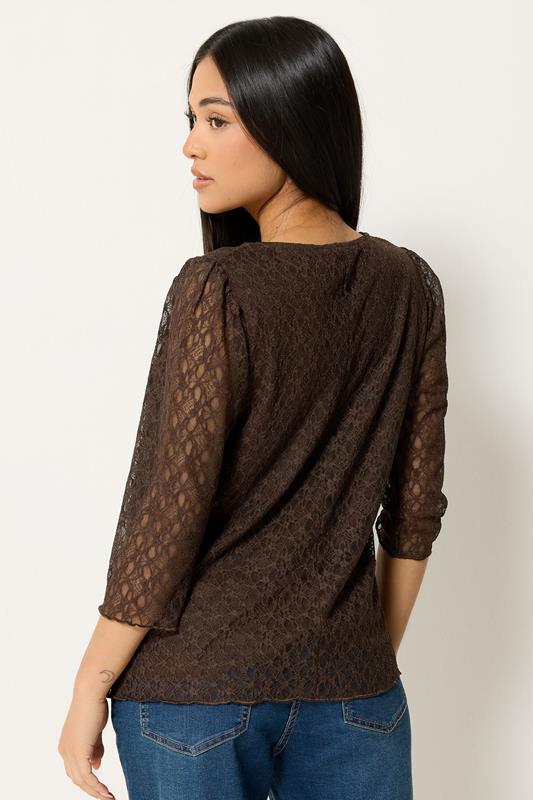 M&Co Petite Chocolate Brown Lace Top | M&Co 2