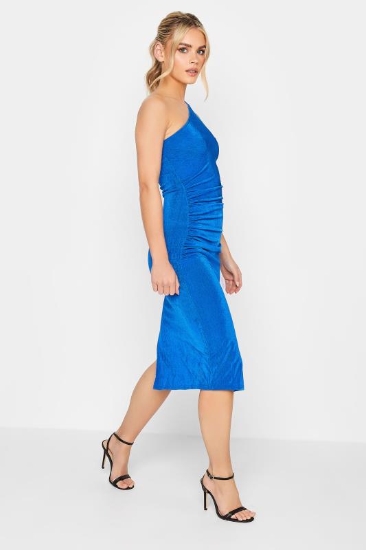 Petite Cobalt Blue Ruched One Shoulder Midi Dress | PixieGirl 2