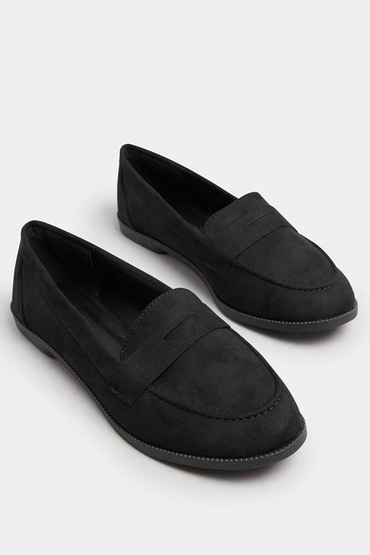 Black Suede Loafers In Wide E Fit | Yours Clothing 5