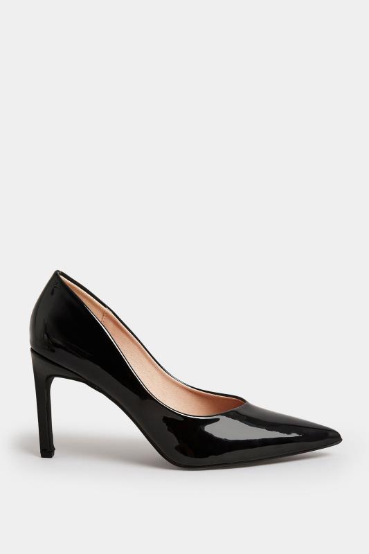 PixieGirl Black Patent Pointed Court Shoes In Standard Fit | PixieGirl 3
