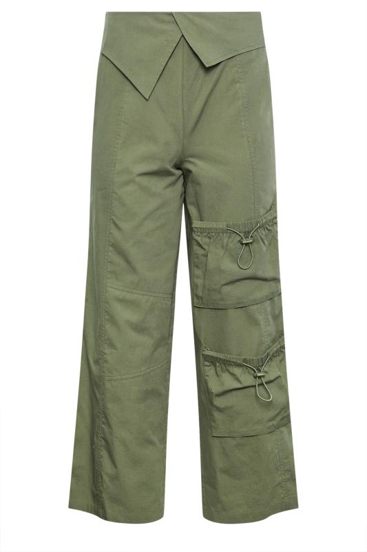 PixieGirl Khaki Green Fold Over Waist Cargo Trousers | PixieGirl 6