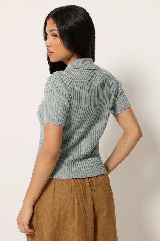 PixieGirl Petite Women's Grey Short Sleeve Knitted Zip Cardigan | PixieGirl 2