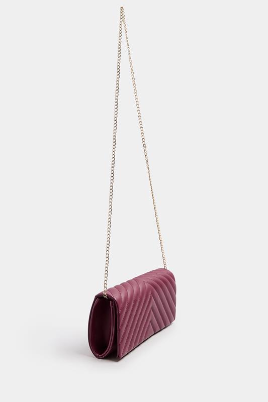 Burgundy Red Faux Leather Chevron Clutch Bag | Yours Clothing 1