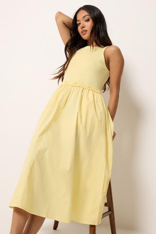 yellow petite midi dress Light Yellow Pleated Midi Dress | Womens | Large (Available in S, M)