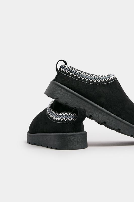 Black & Blue Faux Suede Embroidered Mules In Standard Fit | Yours Clothing 5