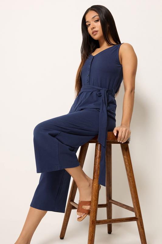 M&Co Petite Navy Blue Sleeveless Jumpsuit | M&Co 1